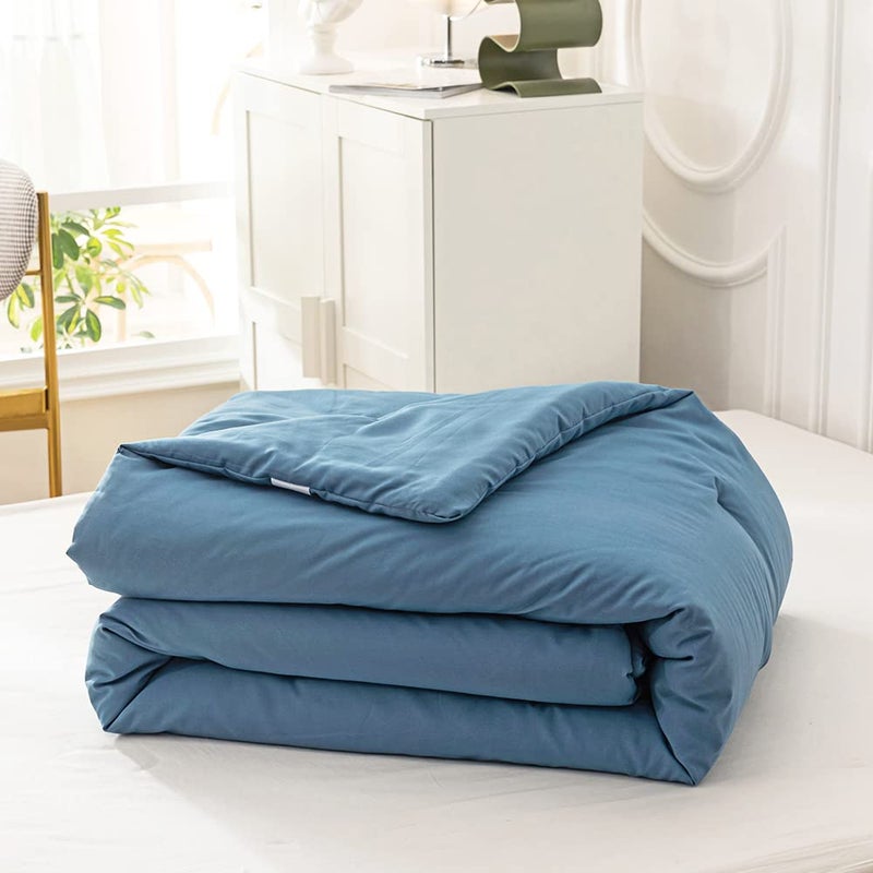 Cottonight Lake Blue Comforter Sets Queen Blue Modern Bedding Comforter Set Full Size Haze Blue Solid Blanket Quilts Lightweight Breathable 3 Piece Bedding Comforter for Alll Ages Season - Image 4